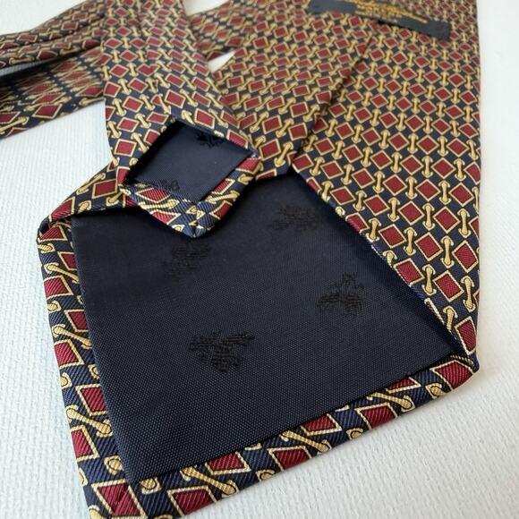 Vintage Brooks Brothers Makers Tie All Silk USA Geometric Red Gold Navy 80s-90s - Picture 7 of 16